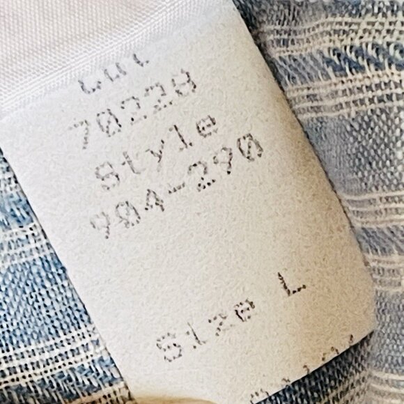 CP Shades Cecilia Striped Linen Button Down Shirt Womens Large Blue White - Picture 7 of 10